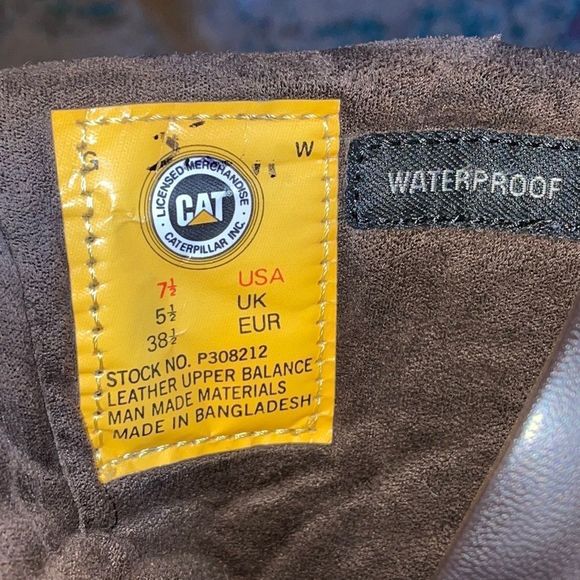 CAT Waterproof Brown Leather Zip Up Work Boots CUTE - Picture 7 of 7